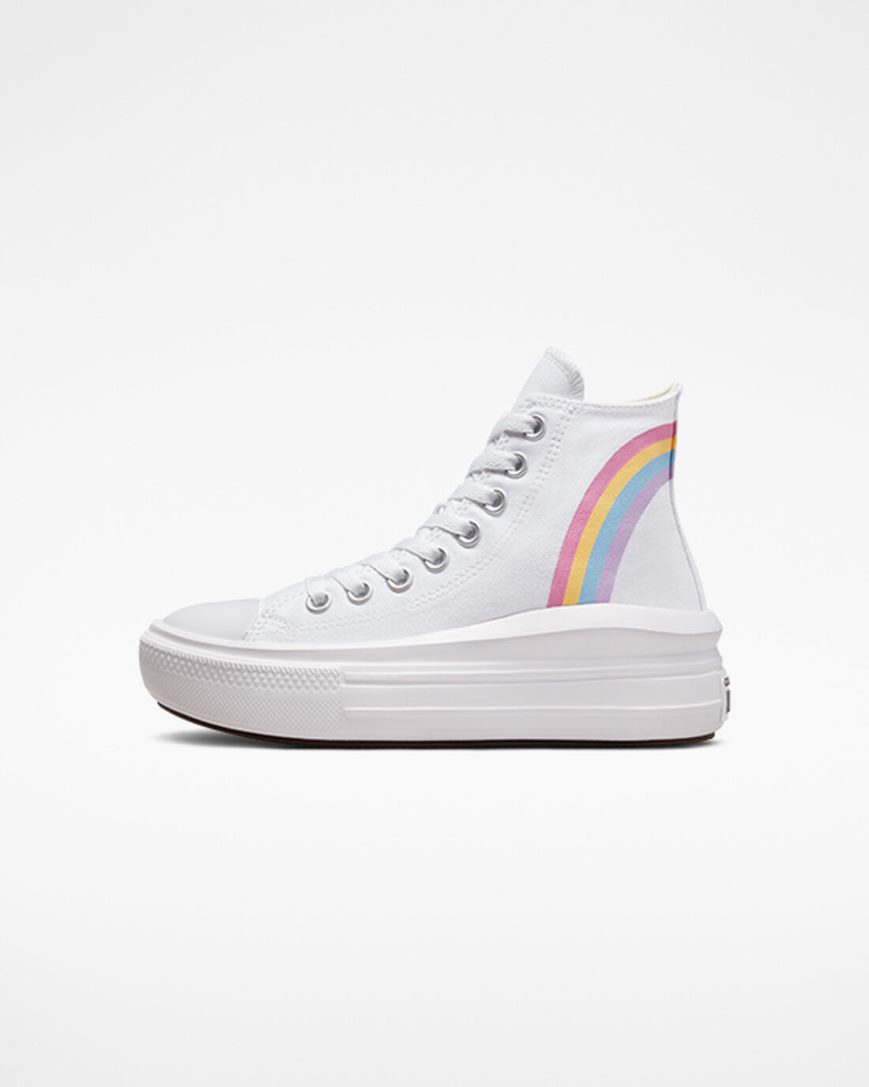 Zapatos Plataforma Converse Chuck Taylor All Star Move Rainbow Cloud Altas Niña Blancas Azules Rosas | PE E7PW0L